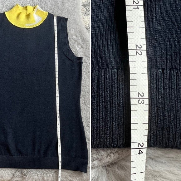 J. Lindeberg Navy and Yellow Felicity Sleeveless Golf Knit Turtleneck Sweater M - Picture 5 of 8